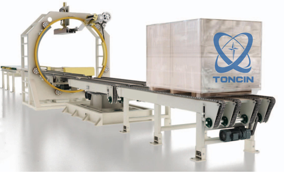 Máquinas de Embalar Estiráveis ​​Online Robô Empacotador com Transportador 